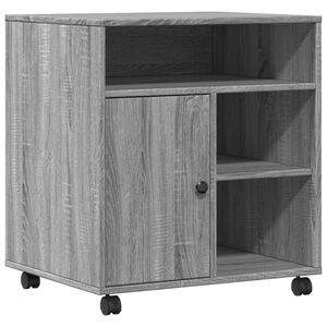 vidaXL ratastega printerialus, hall Sonoma tamm, 60x50x67 cm