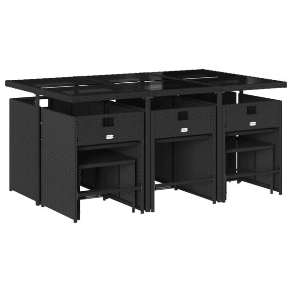 vidaXL 11-osaline aiam&ouml;&ouml;bli komplekt patjadega, must, pol&uuml;rotang