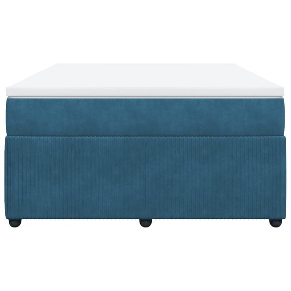 vidaXL kontinentaalvoodi madratsiga, tumesinine, 140x200 cm, samet