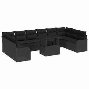vidaXL Aia Diivanikomplekt padjaga 11 pcs Must Pol&uuml;rooster
