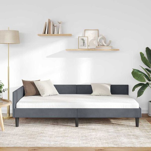 vidaXL Nurgavoodi raam peaga Tumehall 90 cm x 200 cm Samet