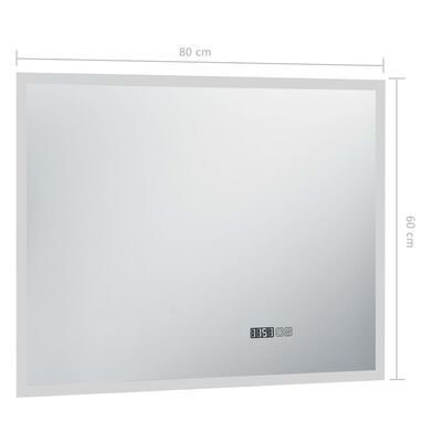 vidaXL vannitoa LED-seinapeegel puuteanduri ja ajanäidikuga 80 x 60 cm