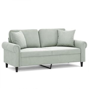 vidaXL 2-kohaline diivan patjadega, helehall, 140 cm, samet