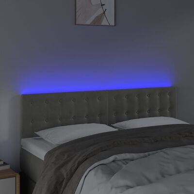 vidaXL LED-voodipeats, helehall, 144x5x78/88 cm, samet