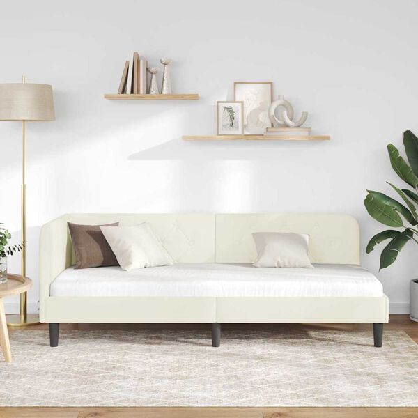 vidaXL Nurgavoodi raam peaga cream 80 x 200 cm Samet