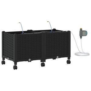 vidaXL Aiakonteiner Kastmise ja Ratastega 2 tk Must 80 x 40 x 43,5 cm