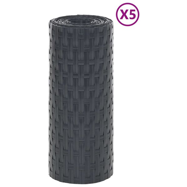 vidaXL r&otilde;dupiirde katted 5 tk, antratsiithall, 255 x 19 cm, pol&uuml;rotang