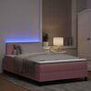 vidaXL LED Box Spring Voodi madratsiga LEDiga Roosa 120 x 190 cm Samet