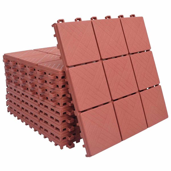 vidaXL Terrassiplaat 10 pcs Punane 30,5 x 30,5 x 2,2 cm Pol&uuml;prop&uuml;leen
