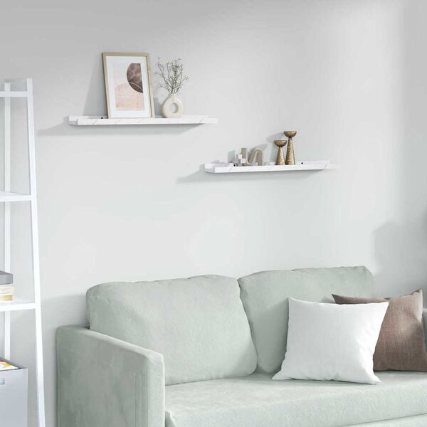 vidaXL Seinariiul riiuliga 2 pcs Valge Marmor 60 x 9 x 3 cm Tehispuit