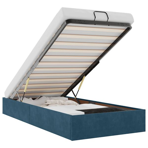 vidaXL Ottomani voodiraam ilma madratsita, tumesinine, 90x200cm, samet