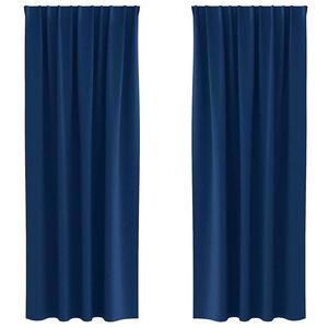 vidaXL Kardinad r&otilde;ngastega 2 pcs Tumesinine 225 x 140 cm Pol&uuml;ester