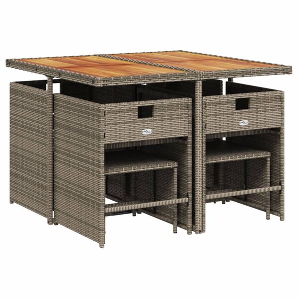 vidaXL 9-osaline aiam&ouml;&ouml;bli komplekt patjadega, hall, pol&uuml;rotang