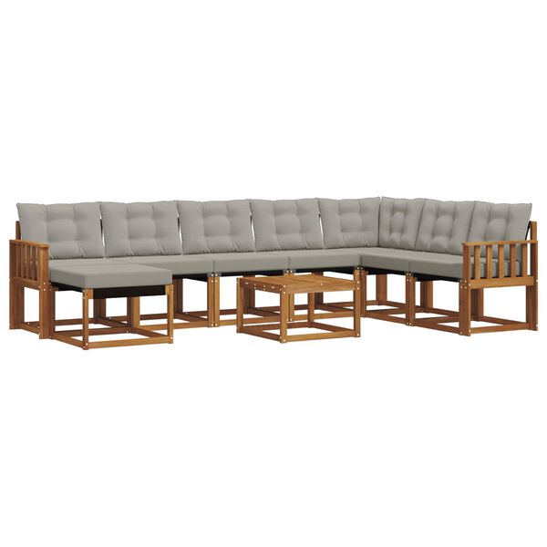 vidaXL V&auml;li diivanikomplekt padjaga 9 pcs Looduslik ja Hele Hall