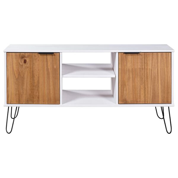 vidaXL telerikapp "New York", valge ja naturaalne, männipuit