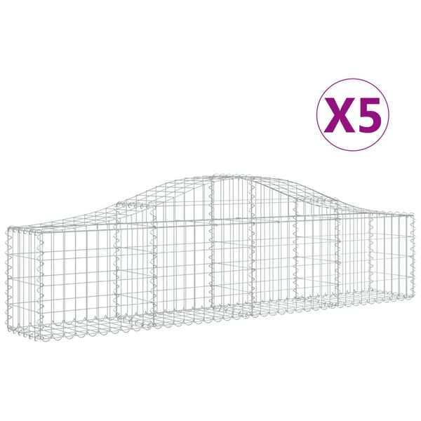 vidaXL kaarekujulised gabioonkorvid 5 tk, 200x30x40/60 cm, raud