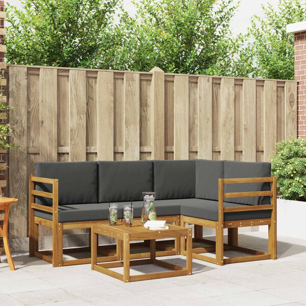 vidaXL V&auml;li diivanikomplekt padjaga 5 pcs Looduslik ja antriit