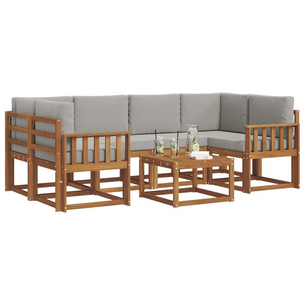 vidaXL V&auml;li diivanikomplekt padjaga 7 pcs Looduslik ja Hele Hall