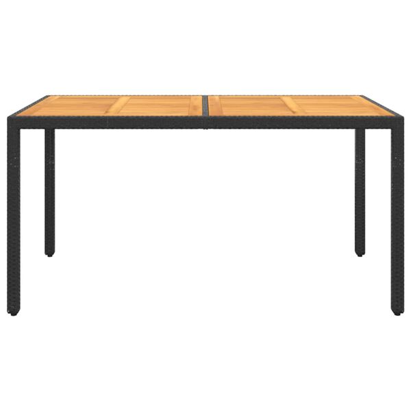 vidaXL aialaud, 150 x 90 x 75 cm, akaatsiapuit ja polürotang, must