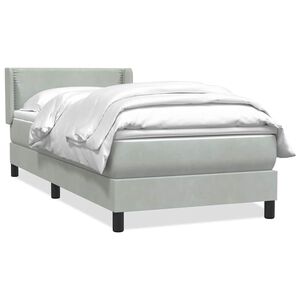 vidaXL Box Vedruvoodi madratsiga Helehall 90x220 cm samet