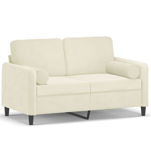 vidaXL 2-kohaline diivan patjadega, kreemjas, 120 cm, samet