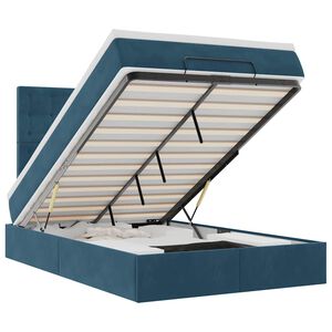 vidaXL Ottomani voodiraam madratsitega, tumesinine, 120x190 cm, samet