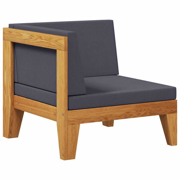 vidaXL sektsiooniline nurgadiivan ja tumehallid padjad, akaatsiapuit