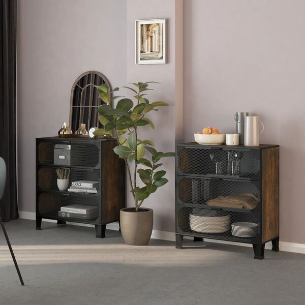 vidaXL hoiukapp 2 tk, maapruun, 72 x 36 x 82 cm, metall ja MDF