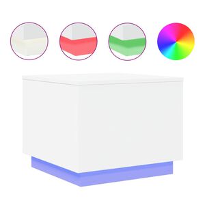 vidaXL LED-tuledega kohvilaud, valge, 50 x 50 x 40 cm