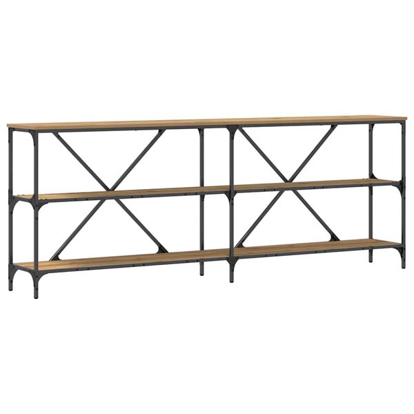 vidaXL Konsoollaud riiuliga Artisani tamme 200 x 30 x 75 cm Tehispuit