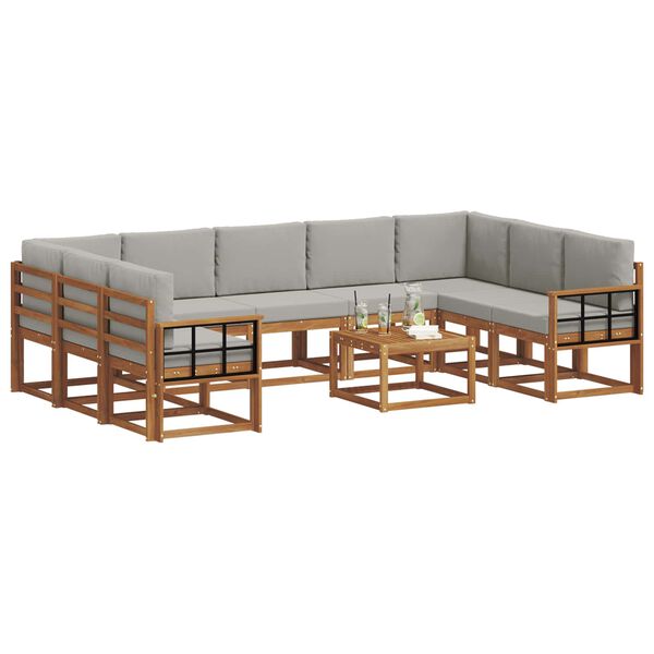 vidaXL V&auml;li diivanikomplekt padjaga 10 pcs Looduslik ja Hele Hall