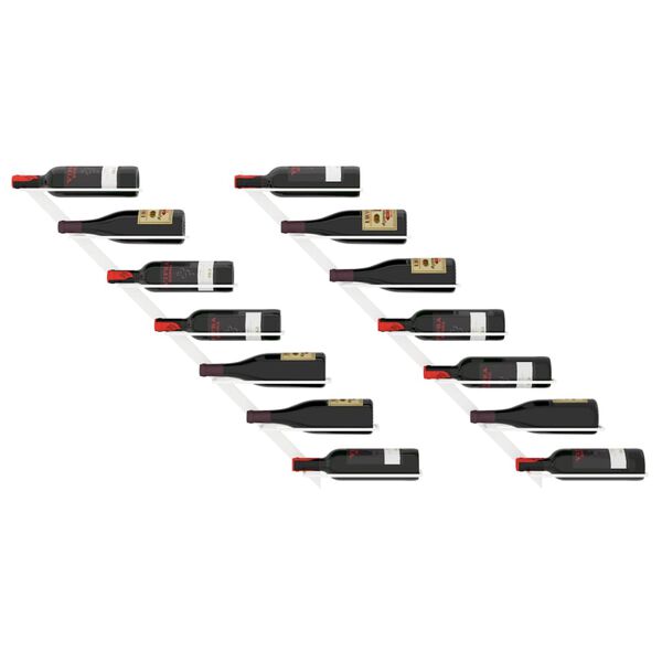 vidaXL seinale kinnitatav veiniriiul 7 pudelile 2 tk, valge, raud