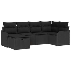 vidaXL Aia Diivanikomplekt padjaga 6 pcs Must Pol&uuml;rooster