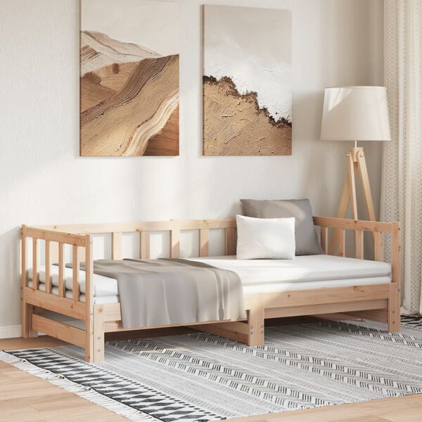 vidaXL väljatõmmatav päevavoodi, männipuit 2x(90x200) cm