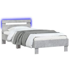 vidaXL LED-lampidega voodiraam Betoonhall 80 x 200 cm Tehispuit