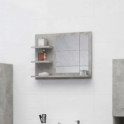 vidaXL vannitoapeegel, betoonhall, 60 x 10,5 x 45 cm, puitlaastplaat