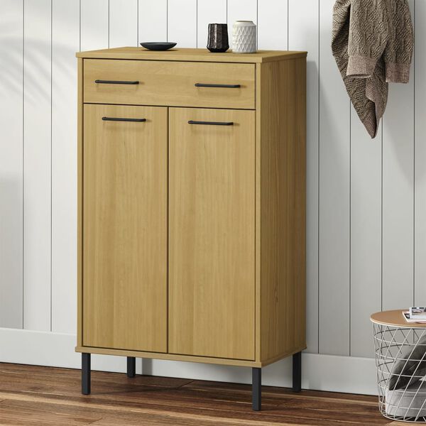 vidaXL kingakapp, metalljalgadega, pruun, männipuit, "OSLO"