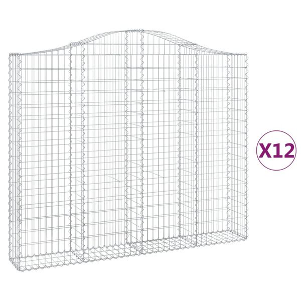 vidaXL kaarekujulised gabioonkorvid 12 tk, 200x30x160/180 cm, raud