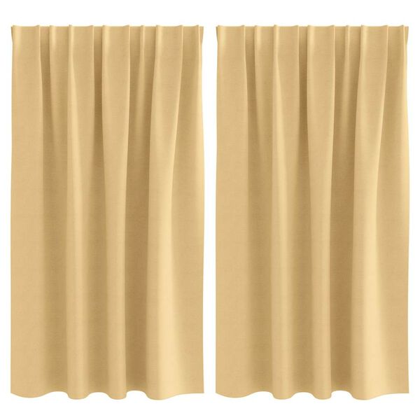 vidaXL Kardinad r&otilde;ngastega 2 pcs Beež 140 x 140 cm Pol&uuml;ester