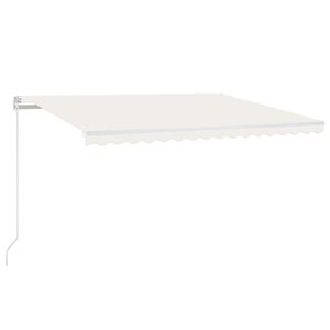 vidaXL k&auml;sitsi sisset&otilde;mmatav varikatus, LED, 450x300 cm, kreemjas