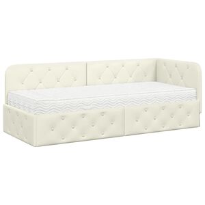 vidaXL Nurgavoodi raam madratsiga peaga cream 80 x 200 cm Samet