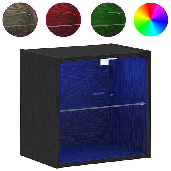 vidaXL LED-valgustusega rippriiul Must 40 x 28,5 x 40 cm Tehispuit