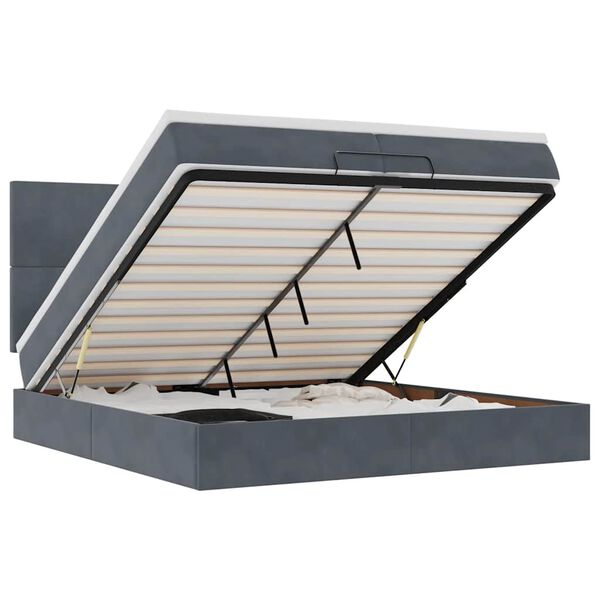 vidaXL Ottomani voodiraam madratsitega, tumehall, 200x200 cm, samet