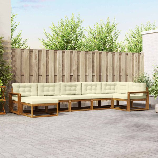 vidaXL V&auml;li diivanikomplekt padjaga 7 pcs Looduslik ja kreem