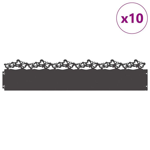 vidaXL Murukatted 10 pcs Must 103 x 0,05 x 22 cm Teras