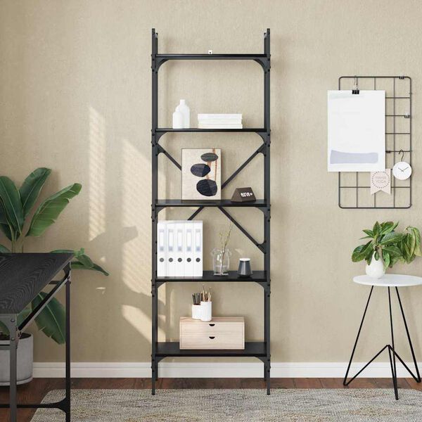 vidaXL Raamatukapp Must tamm 56 x 32 x 174 cm Tehispuit