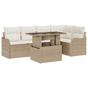 vidaXL Aia Diivanikomplekt padjaga padjaga 6 pcs Beež Pol&uuml; Rattan