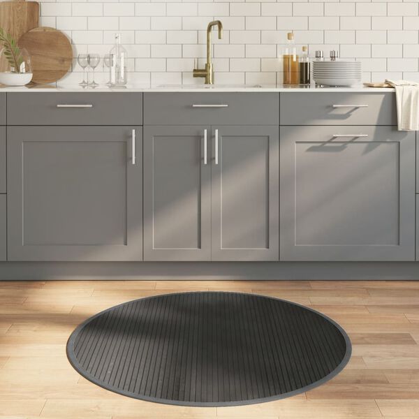 vidaXL vaip, ümmargune, hall, 100 cm, bambus