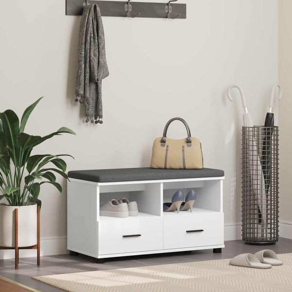 vidaXL Hallipink Valge 80 x 38 x 46 cm Osakestest ja Polsterduse Kude