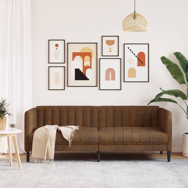 vidaXL 3-kohaline diivan, pruun, kunstseemisnahk